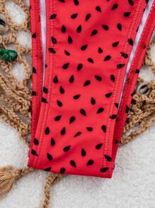 Swim Mod Women Watermelon Printed Bowknot Spaghetti Strap Bikini Set For Summer Beach - Multicolor - View 5