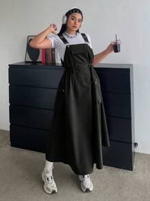 Vibekara 全新秋季户外百搭束腰中长款吊带连衣裙女装