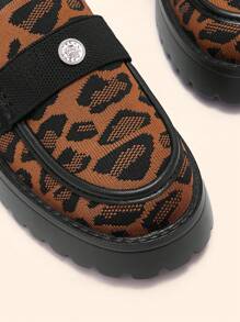 CUCCOO BASICS Leopard Print Wedge-Heeled Thick-Soled Fashionable Shoes Valentines - Brown - View 3