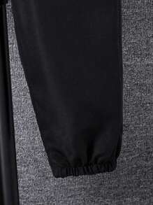 SHEIN 2 件装幼儿/小男孩实用口袋连帽半拉链夹克和工装裤套装，休闲时尚百搭服装 - 棕色 - 查看 3
