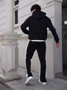 Manfinity EMRG 2pcs/Set Men Casual Letter Print Hooded Sweatshirt And Sweatpants Set - Multicolor - View 2