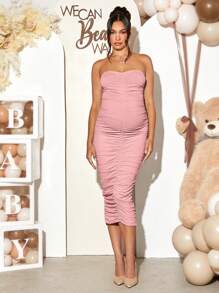 Loomaby 2pcs/Set Maternity Solid Long Sleeve Casual Jacket & Dress Set