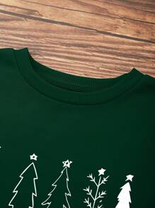 INAWLY Christmas Tree Print Thermal Lined Sweatshirt Pullover Fall Outfit