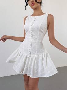 Siren Gaze 女士假日风纯色无袖迷你连衣裙 - 米色 - 查看 4