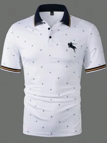 Manfinity Homme Men's Striped Casual Commuter Polo Shirt - White - View 3