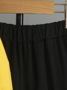 SHEIN Bộ 2 món áo thun dài tay cổ tròn in chữ cho bé trai thường ngày - Màu vàng - Xem 3