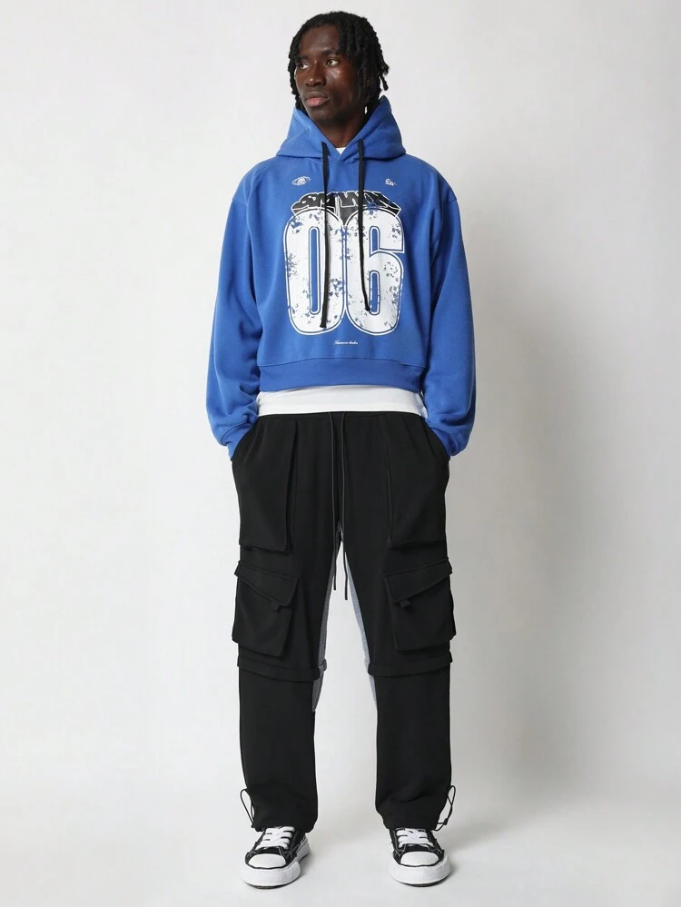 Street Style Cropped Pullover Hoodie Vintage Varsity Nummer