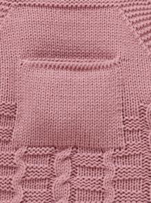 SHEIN Vintaside Kids 4 件套女婴休闲纯色毛衣连体衣，带背带裤、帽子、手套和鞋子，适合秋冬季 - 粉色 - 查看 4