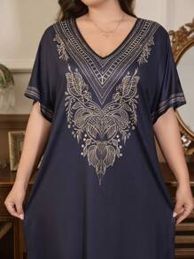 复古印花大码睡衣睡袍