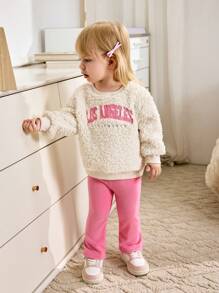 Cozy Pixies 2 件套女婴针织柔软花卉图案连帽衫和裤子服装套装 - 彩色 - 查看 7