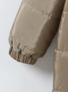 SHEIN Young Boy Cool Letter Print Long Sleeve Thick Padded Lightweight Windbreaker Jacket, Comfy And Versatile For Winter - Army Green - View 5