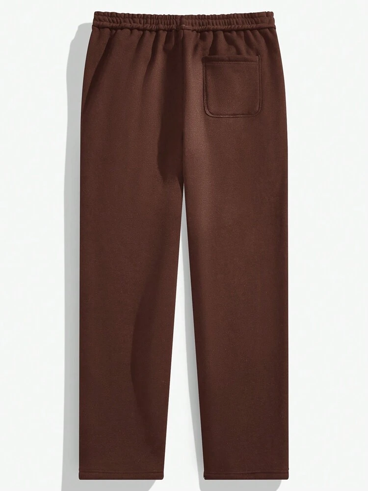 Men's Plain Color Drawstring Waist Straight Leg Loose Casual Sweatpants For Autumn/Winter