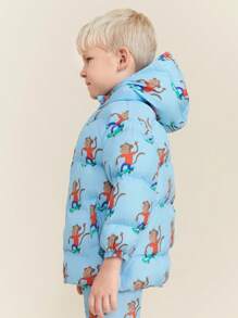 THE HAPPY LOOK Sudadera con capucha con cierre para niños pequeños, con estampado completo, de estilo casual y minimalista