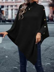 SHEIN LUNE Plus Size Round Neck Lantern Sleeve Loose Pullover Sweaterbusiness Casual Woman,Holiday Outfits,Country Tops, For Winter - Black - View 4