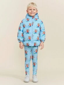 THE HAPPY LOOK Sudadera con capucha con cierre para niños pequeños, con estampado completo, de estilo casual y minimalista