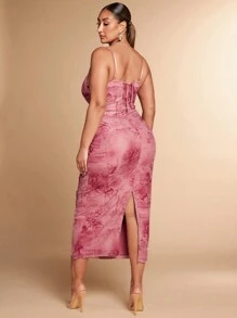 SHEIN BAE Váy thường ngày ren dây mảnh cỡ lớn, váy sinh nhật cho nữ - Nhiều màu - Xem 5