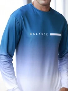 Manfinity Sport Corelite Boyfriend Style Men's Letter Print Gradient Color Crew Neck Long Sleeve Top And Pants Tracksuit Set Gym Set Workout Set - Multicolor - View 7