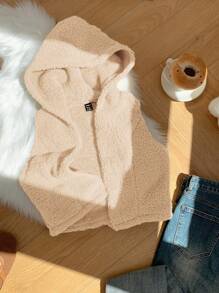 Comfortcana Jaket Kasual Tanpa Lengan dengan Resleting Depan untuk Wanita, Cocok untuk Musim Gugur/Dingin - Aprikot - View 7