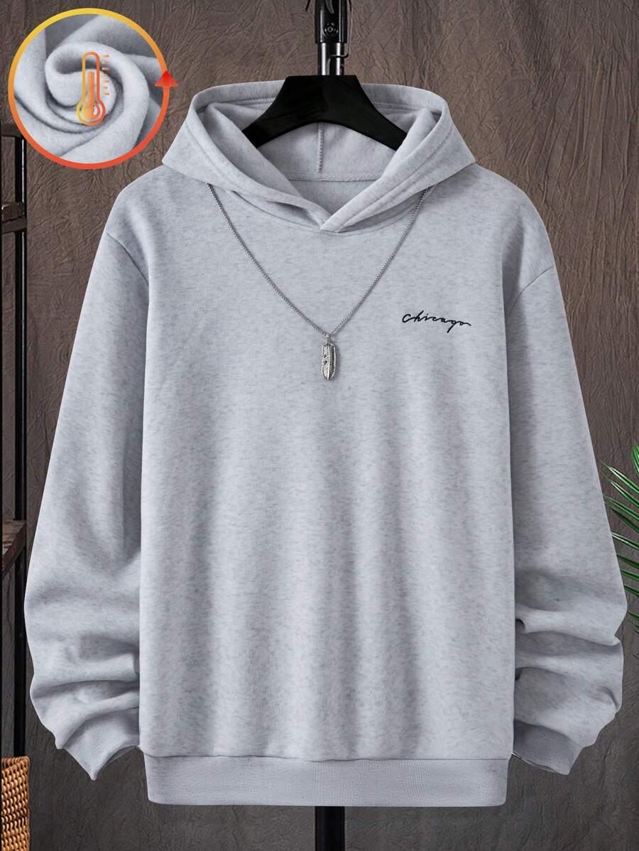 Manfinity Hypemode Loose Fit Men's Simple Letter Graphic Hoodie Sweatshirt, Men Hoodie, Gray Hoodie, Hoodies For Men - Grey - View 1
