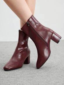 CUCCOO BIZCHIC Botas de media pantorrilla vintage desgastadas 2024, botas de caballero retro, botas cortas, marca de moda para botas de mujer para zapatos de primavera, vacaciones de primavera, Pascua, Navidad, Día de San Valentín - Burdeos - Ver 3