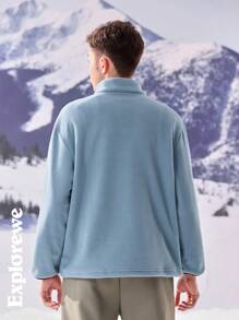 SHEIN 青少年男孩前拉链口袋简约休闲连帽衫