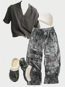 Forever 21 Men's Camouflage Straight Leg Jeans With Washed Finish - Army Green - View 1