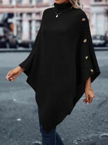 SHEIN LUNE Plus Size Round Neck Lantern Sleeve Loose Pullover Sweaterbusiness Casual Woman,Holiday Outfits,Country Tops, For Winter - Black - View 5