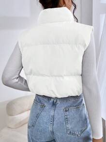 SHEIN EZwear Chaleco chaqueta corta de unicolor casual con cuello alto, para otoño/invierno