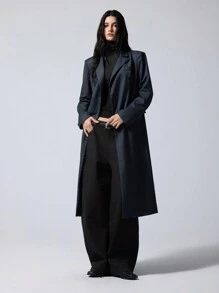 LYSMO Dames effen dubbelrijs lange blazer, unisex stijl