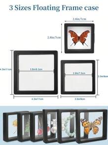 10 PEÇAS Caixa de Exibição Flutuante 3D Transparente Caixa de Armazenamento de Joias de PE Suporte para Moedas de Desafio, Medalhas AA, Espécimes, Chip, Inseto, Planta, Colecionáveis, Vitrine de Exibição, Decoração para Casa, Organizador de Mesa de Escritório, Presente para Homens e Mulheres