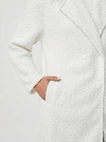 SHEIN EZwear Damen weiße flauschige Jacke - Weiss - Übersicht 3