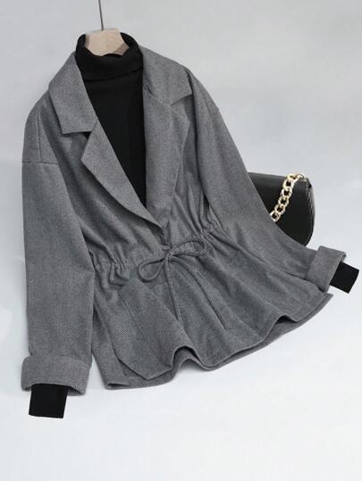 Franclia 女士秋冬腰部抽绳人字形长袖夹克