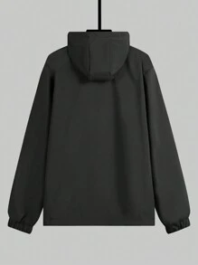 Manfinity Homme Men's Black Casual Zippered Hooded Jacket - Black - View 5