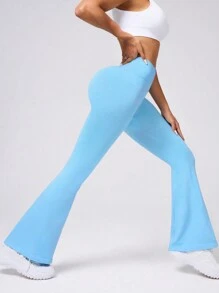 Gameset SHEIN Sport Seamless Flare Leg Pants, Casual And Fashionable For Everyday Wear - Black - View 6