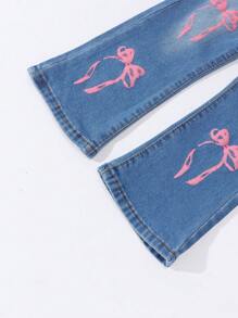 Quần Jeans Bé Gái In Nơ Xòe Thường Ngày - Rửa trung bình - Xem 6