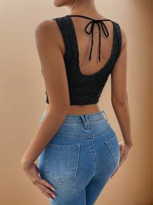 Chiquease Black Color Sexy Fitted Sleeveless Backless Body Lace Top,Going Out Tank Top,Sexy Date Night Top,Casual Vacation Tank Top,Women Tank Top - Black - View 2