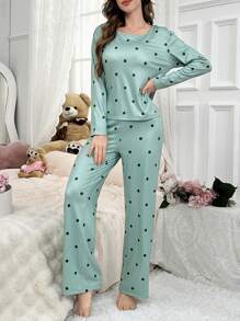 Miss Vinta 女士休闲圆点印花睡衣套装 - 彩色 - 查看 5