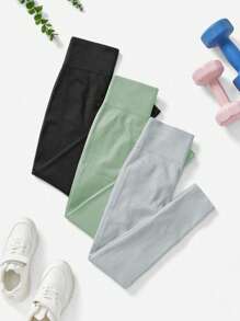 Yoga Sxy Women's Solid Color High Waist Simple Casual Seamless Elastic Sports Leggings