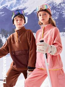 SHEIN 2pcs Tween Boy Winter Casual Outdoor Hoodie And Sweatpants Set - Coffee Brown - View 9