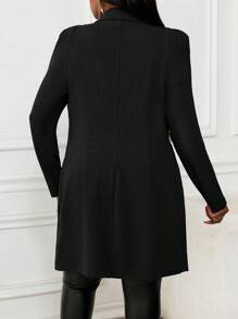 SHEIN Lady 秋冬季优雅工作海军蓝色羊腿袖大码外套冬季女外套