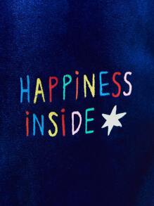 SHEIN 年轻女孩字母印花口袋设计宽松松紧腰哈伦裤