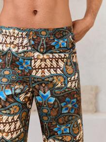 Manfinity Underwear&Sleepwear Basics 男式复古风格全印花休闲裤 - 彩色 - 查看 5