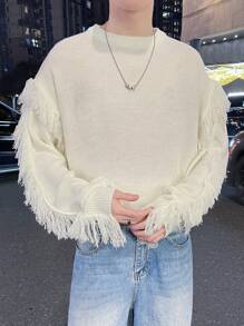 Claim Dot Jersey de cuello redondo de unicolor para hombre, uso diario casual y con estilo