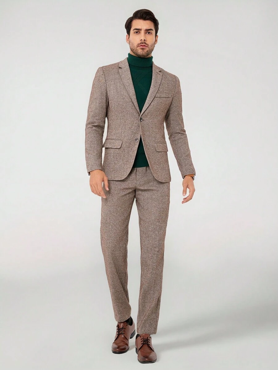 Manfinity VCAY Men's Lapel Collar Blazer Trouser Suit - Grey - View 1