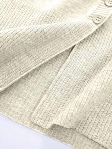 Calvaya Plus Size Front Button Long Sleeve Casual Top, Daily Wear Fall Winter Cloth For Women - Beige - View 7