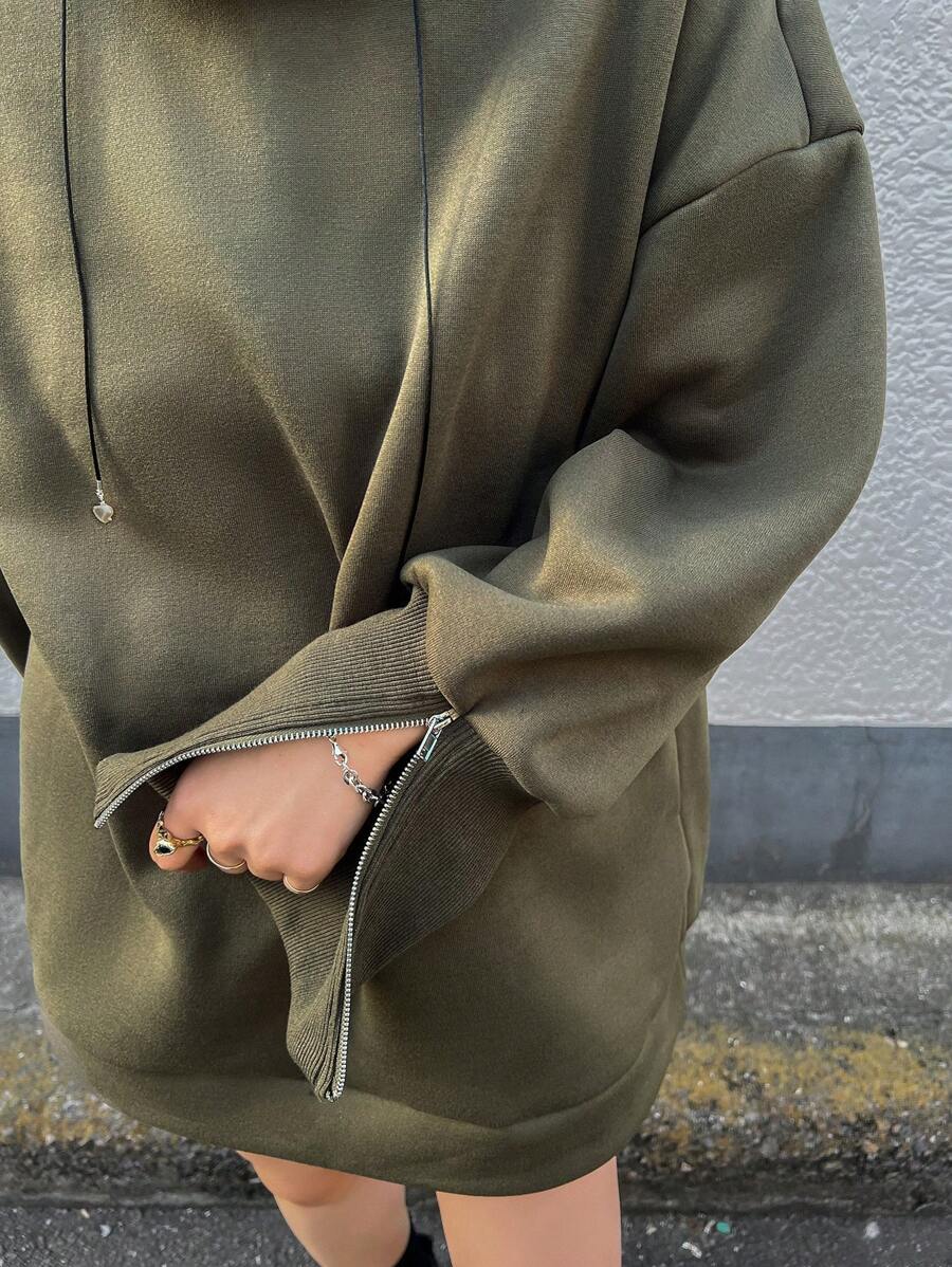 FRIFUL Women's Solid Color Crew Neck Long Sleeve Casual Loose Pullover Sweatshirt, Autumn/Winter,Fall Women Clothes - Green - View 1