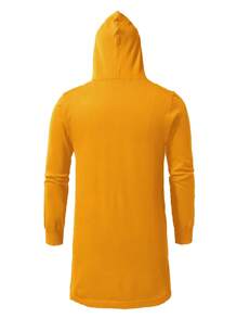 Manfinity Homme Men's Solid Color Long Sleeve Casual Hooded Cardigan, Autumn/Winter