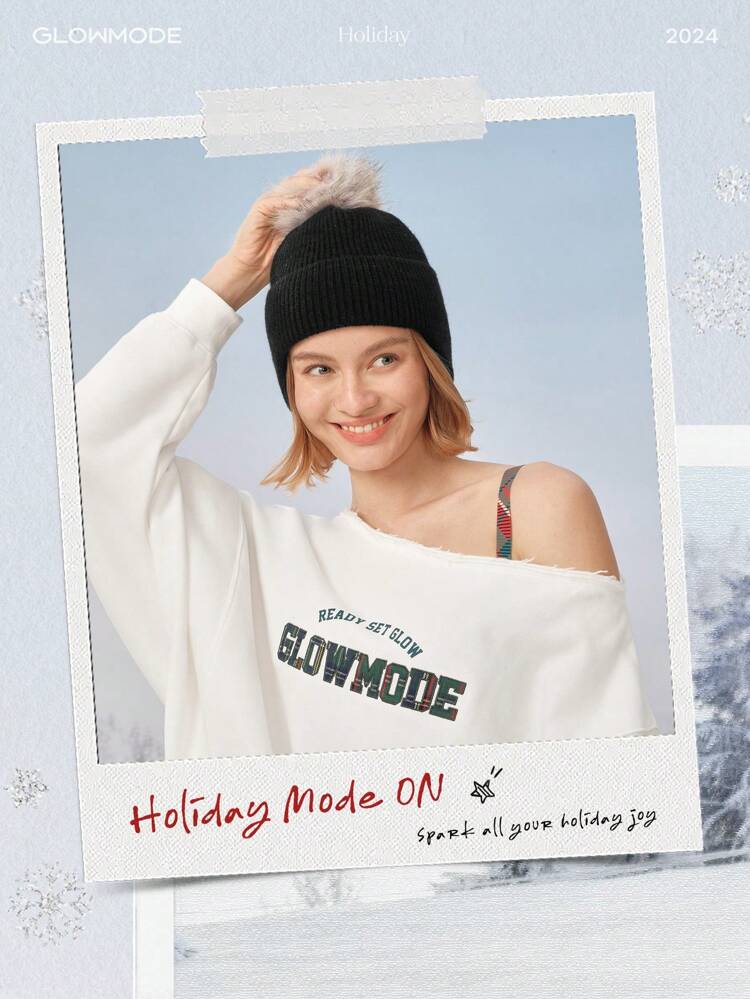 1 pièce Chapeau bonnet tricoté en fausse laine pour femmes, tenue d'automne-hiver chaude, Noël et vacances