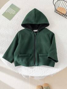 SHEIN Veste à capuche épaisse, style décontracté d'école pour garçon. Convient pour les sorties d'automne et d'hiver, la maternelle