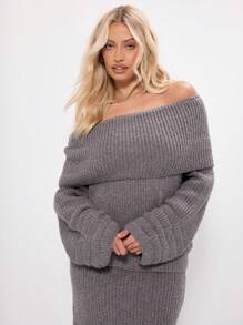 MUSERA Off-Shoulder Jumper mit Ballonärmeln Y2K Frühling Lässig Niedlich 90er Jahre Sonne